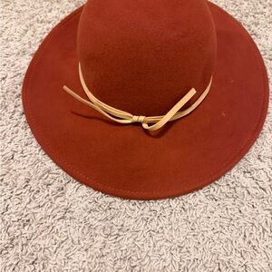 Janie and Jack Rust Hat with Tan Ribbon